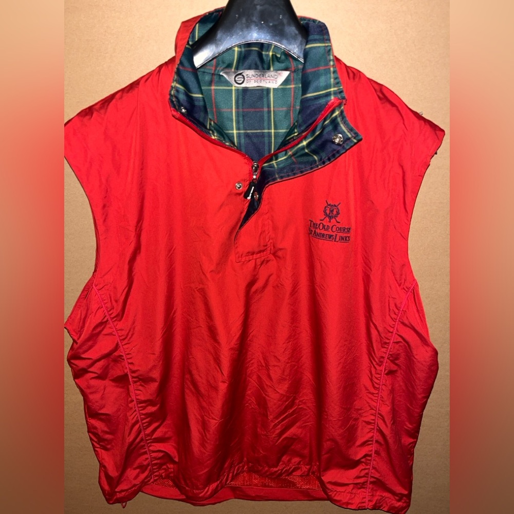 Sunderland Of Scotland Pullover Windbreaker Vest Red XL Old Course St. Andrew's